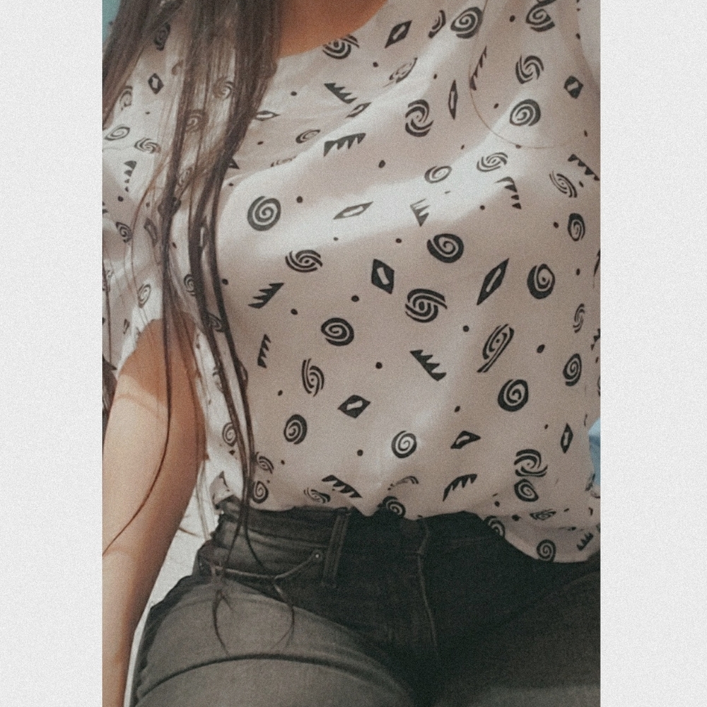 vintage white black top  size m vintage